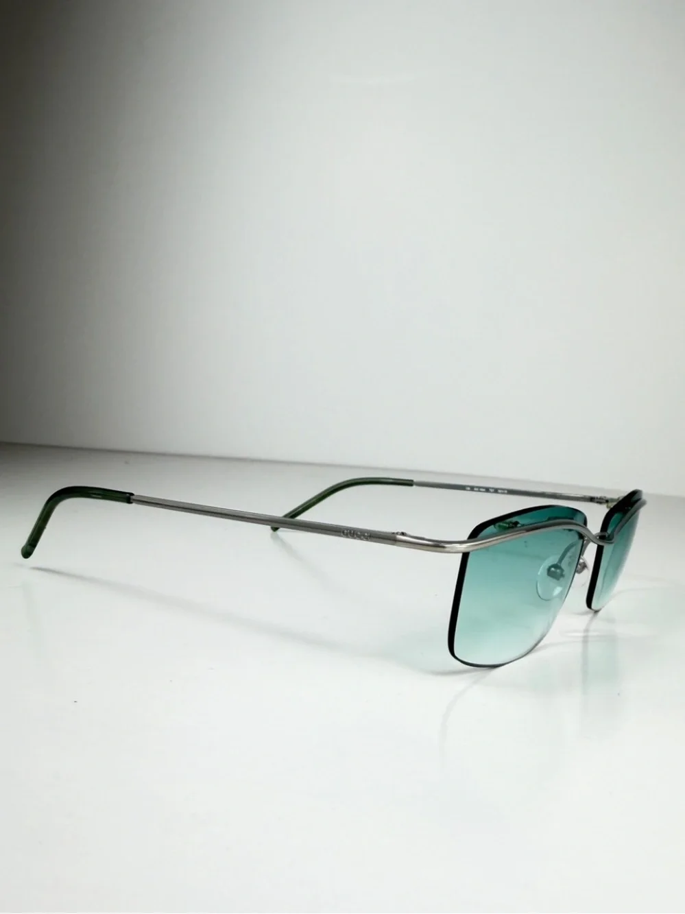 Gucci DeadStock Tom Ford Y2K Rimless Sunglasses GG 1654 T5T Teal Brow Bar Set